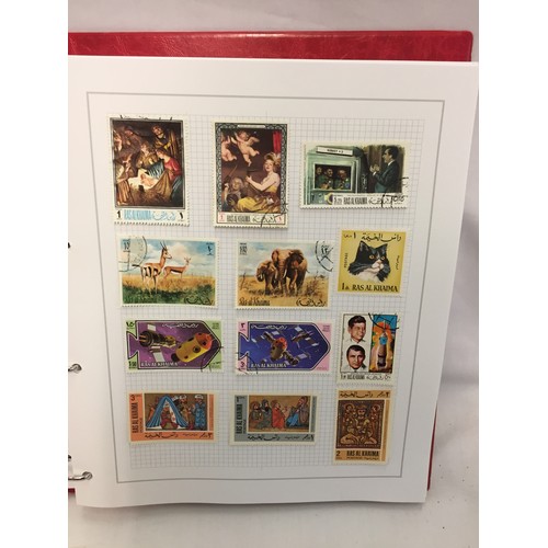 323 - 26 ALBUMS OF WORLD STAMPS (THE PHOTOS SHOW ONLY A SMALL AMOUNT OF THE TOTAL CONTENTS)