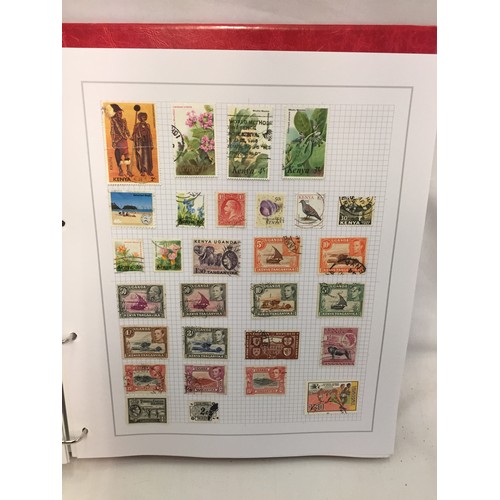 323 - 26 ALBUMS OF WORLD STAMPS (THE PHOTOS SHOW ONLY A SMALL AMOUNT OF THE TOTAL CONTENTS)