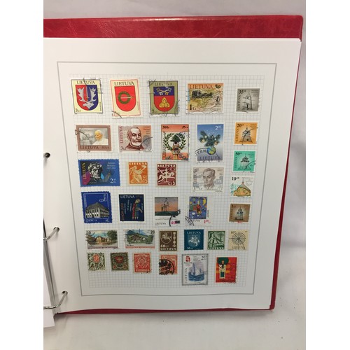 323 - 26 ALBUMS OF WORLD STAMPS (THE PHOTOS SHOW ONLY A SMALL AMOUNT OF THE TOTAL CONTENTS)