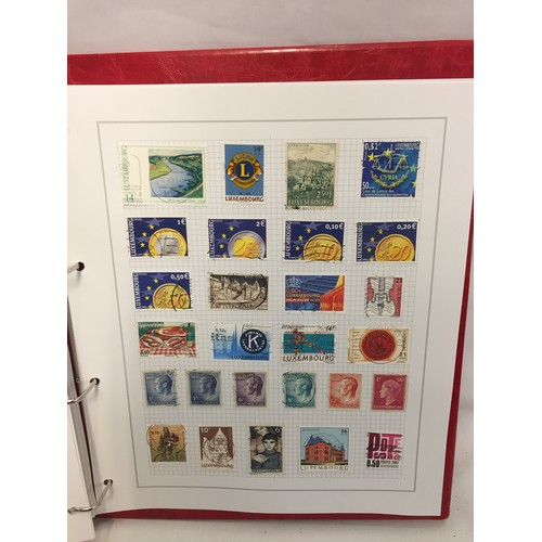 323 - 26 ALBUMS OF WORLD STAMPS (THE PHOTOS SHOW ONLY A SMALL AMOUNT OF THE TOTAL CONTENTS)