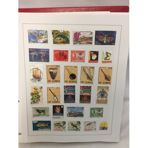 323 - 26 ALBUMS OF WORLD STAMPS (THE PHOTOS SHOW ONLY A SMALL AMOUNT OF THE TOTAL CONTENTS)