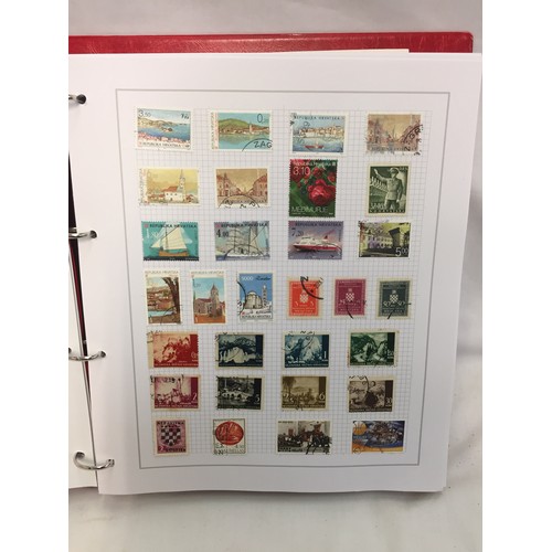 323 - 26 ALBUMS OF WORLD STAMPS (THE PHOTOS SHOW ONLY A SMALL AMOUNT OF THE TOTAL CONTENTS)