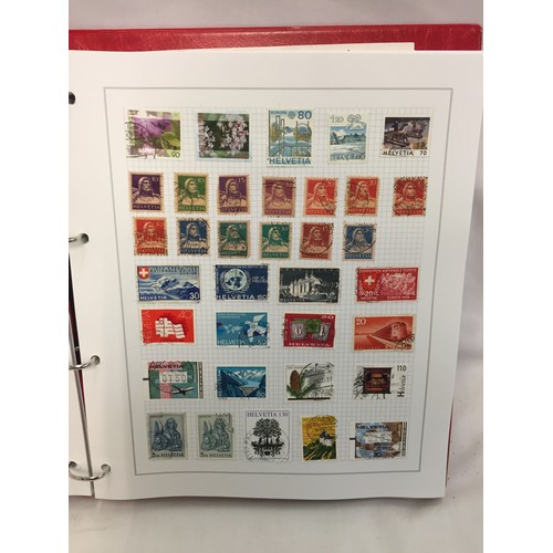 323 - 26 ALBUMS OF WORLD STAMPS (THE PHOTOS SHOW ONLY A SMALL AMOUNT OF THE TOTAL CONTENTS)