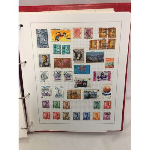 323 - 26 ALBUMS OF WORLD STAMPS (THE PHOTOS SHOW ONLY A SMALL AMOUNT OF THE TOTAL CONTENTS)