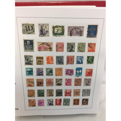 323 - 26 ALBUMS OF WORLD STAMPS (THE PHOTOS SHOW ONLY A SMALL AMOUNT OF THE TOTAL CONTENTS)