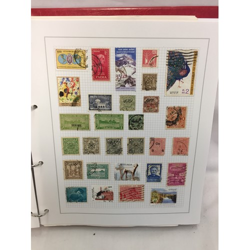 323 - 26 ALBUMS OF WORLD STAMPS (THE PHOTOS SHOW ONLY A SMALL AMOUNT OF THE TOTAL CONTENTS)