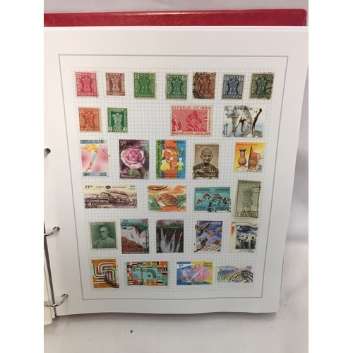 323 - 26 ALBUMS OF WORLD STAMPS (THE PHOTOS SHOW ONLY A SMALL AMOUNT OF THE TOTAL CONTENTS)