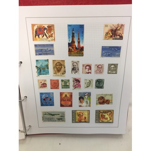 323 - 26 ALBUMS OF WORLD STAMPS (THE PHOTOS SHOW ONLY A SMALL AMOUNT OF THE TOTAL CONTENTS)