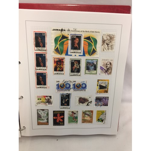 323 - 26 ALBUMS OF WORLD STAMPS (THE PHOTOS SHOW ONLY A SMALL AMOUNT OF THE TOTAL CONTENTS)