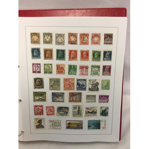 323 - 26 ALBUMS OF WORLD STAMPS (THE PHOTOS SHOW ONLY A SMALL AMOUNT OF THE TOTAL CONTENTS)