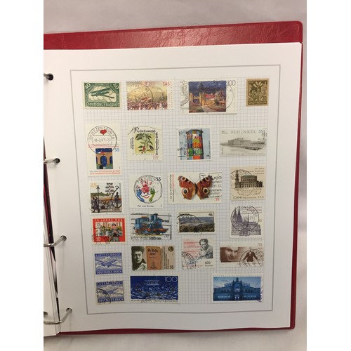 323 - 26 ALBUMS OF WORLD STAMPS (THE PHOTOS SHOW ONLY A SMALL AMOUNT OF THE TOTAL CONTENTS)