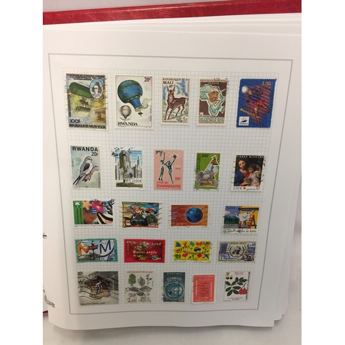 323 - 26 ALBUMS OF WORLD STAMPS (THE PHOTOS SHOW ONLY A SMALL AMOUNT OF THE TOTAL CONTENTS)