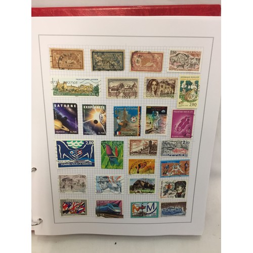 323 - 26 ALBUMS OF WORLD STAMPS (THE PHOTOS SHOW ONLY A SMALL AMOUNT OF THE TOTAL CONTENTS)