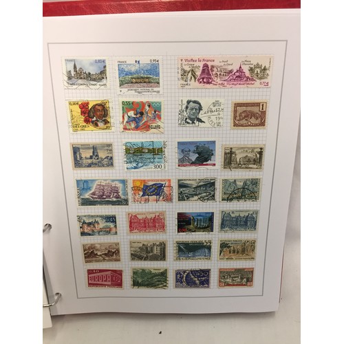 323 - 26 ALBUMS OF WORLD STAMPS (THE PHOTOS SHOW ONLY A SMALL AMOUNT OF THE TOTAL CONTENTS)