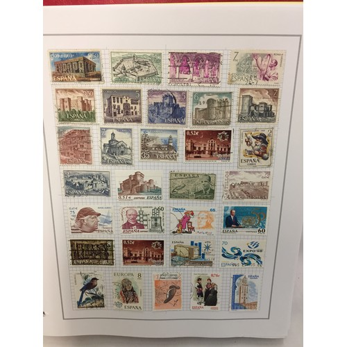 323 - 26 ALBUMS OF WORLD STAMPS (THE PHOTOS SHOW ONLY A SMALL AMOUNT OF THE TOTAL CONTENTS)