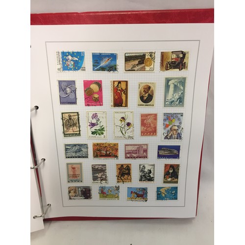 323 - 26 ALBUMS OF WORLD STAMPS (THE PHOTOS SHOW ONLY A SMALL AMOUNT OF THE TOTAL CONTENTS)