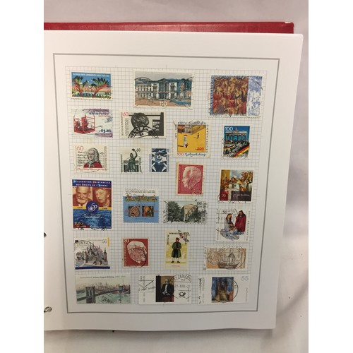 323 - 26 ALBUMS OF WORLD STAMPS (THE PHOTOS SHOW ONLY A SMALL AMOUNT OF THE TOTAL CONTENTS)