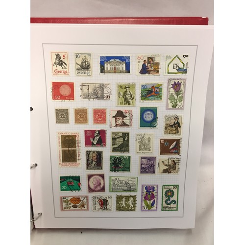 323 - 26 ALBUMS OF WORLD STAMPS (THE PHOTOS SHOW ONLY A SMALL AMOUNT OF THE TOTAL CONTENTS)