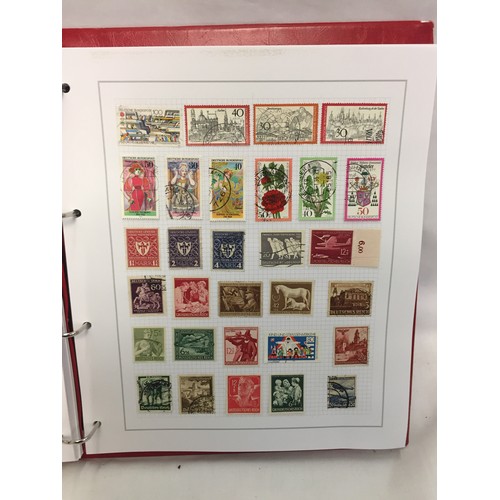 323 - 26 ALBUMS OF WORLD STAMPS (THE PHOTOS SHOW ONLY A SMALL AMOUNT OF THE TOTAL CONTENTS)