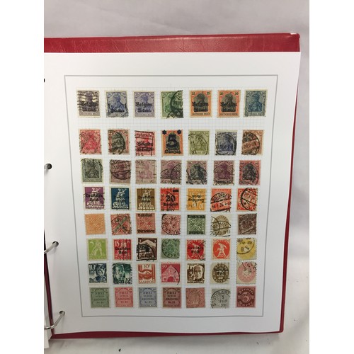 323 - 26 ALBUMS OF WORLD STAMPS (THE PHOTOS SHOW ONLY A SMALL AMOUNT OF THE TOTAL CONTENTS)