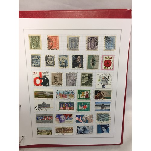 323 - 26 ALBUMS OF WORLD STAMPS (THE PHOTOS SHOW ONLY A SMALL AMOUNT OF THE TOTAL CONTENTS)