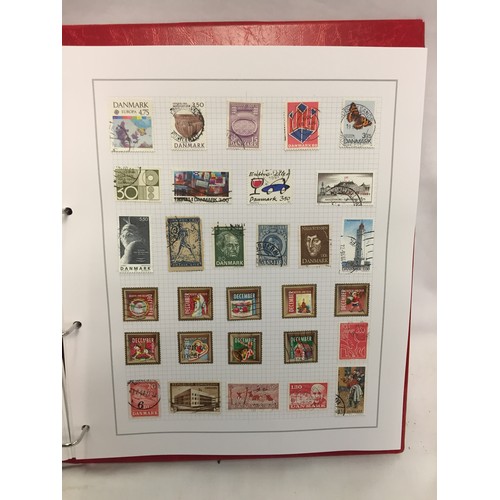 323 - 26 ALBUMS OF WORLD STAMPS (THE PHOTOS SHOW ONLY A SMALL AMOUNT OF THE TOTAL CONTENTS)