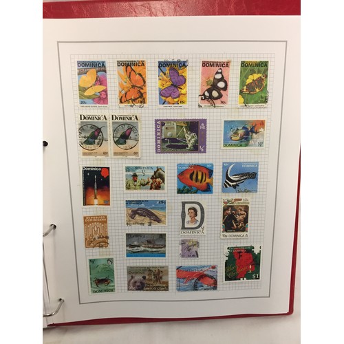 323 - 26 ALBUMS OF WORLD STAMPS (THE PHOTOS SHOW ONLY A SMALL AMOUNT OF THE TOTAL CONTENTS)