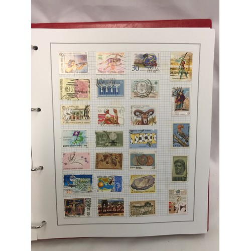 323 - 26 ALBUMS OF WORLD STAMPS (THE PHOTOS SHOW ONLY A SMALL AMOUNT OF THE TOTAL CONTENTS)