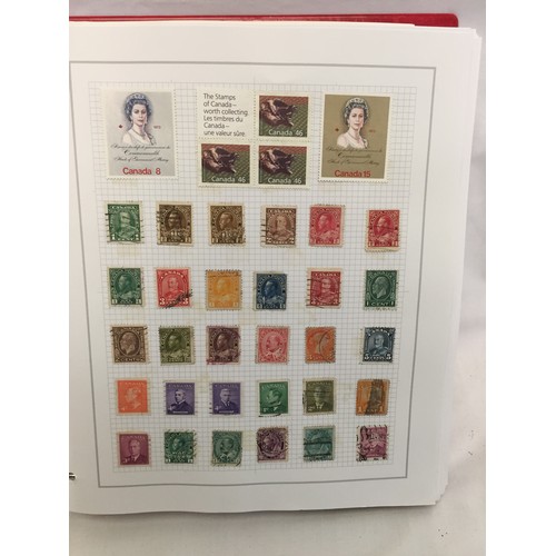 323 - 26 ALBUMS OF WORLD STAMPS (THE PHOTOS SHOW ONLY A SMALL AMOUNT OF THE TOTAL CONTENTS)