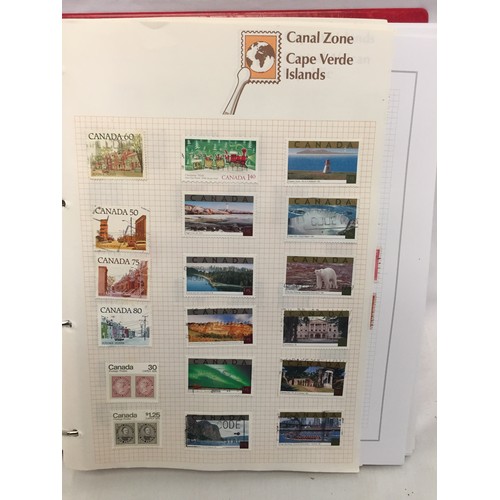 323 - 26 ALBUMS OF WORLD STAMPS (THE PHOTOS SHOW ONLY A SMALL AMOUNT OF THE TOTAL CONTENTS)