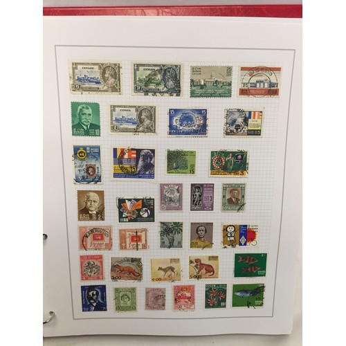 323 - 26 ALBUMS OF WORLD STAMPS (THE PHOTOS SHOW ONLY A SMALL AMOUNT OF THE TOTAL CONTENTS)