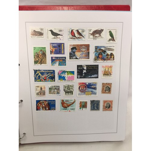 323 - 26 ALBUMS OF WORLD STAMPS (THE PHOTOS SHOW ONLY A SMALL AMOUNT OF THE TOTAL CONTENTS)