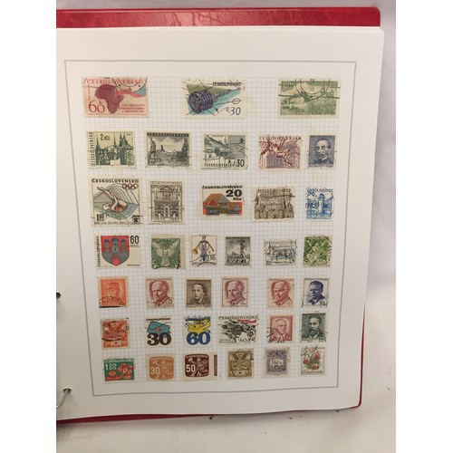 323 - 26 ALBUMS OF WORLD STAMPS (THE PHOTOS SHOW ONLY A SMALL AMOUNT OF THE TOTAL CONTENTS)