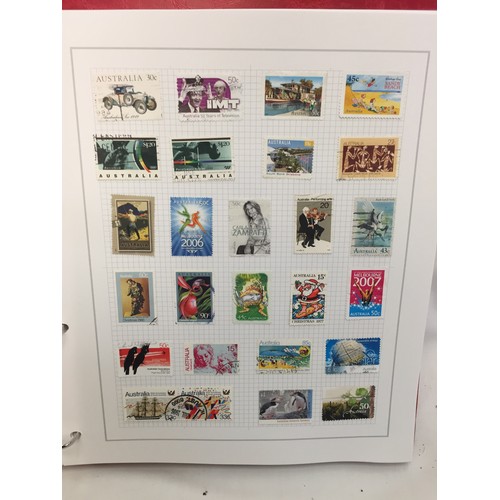 323 - 26 ALBUMS OF WORLD STAMPS (THE PHOTOS SHOW ONLY A SMALL AMOUNT OF THE TOTAL CONTENTS)