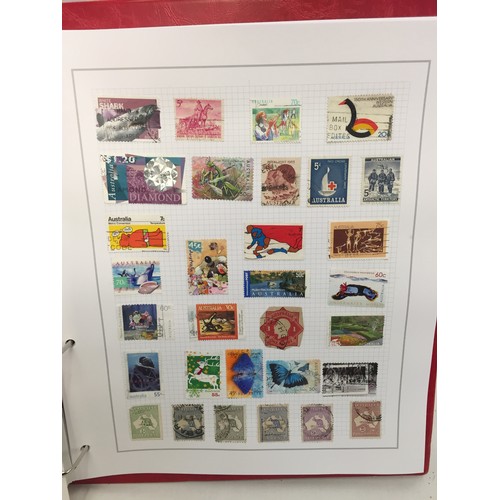 323 - 26 ALBUMS OF WORLD STAMPS (THE PHOTOS SHOW ONLY A SMALL AMOUNT OF THE TOTAL CONTENTS)