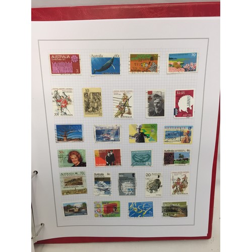 323 - 26 ALBUMS OF WORLD STAMPS (THE PHOTOS SHOW ONLY A SMALL AMOUNT OF THE TOTAL CONTENTS)