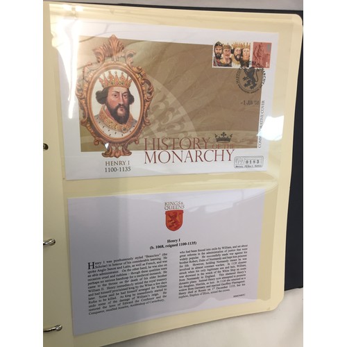 329 - 2 ALBUMS OF ROYAL MAIL HISTORY OF THE MONARCHY COIN FIRST DAY COVERS  (THE PHOTOS SHOW ONLY SOME OF ... 