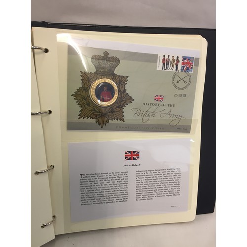 330 - 1 ALBUM HISTORY OF THE BRITISH ARMY COMMEMORATIVE COIN COLLECTION (THE PHOTOS SHOW ONLY SOME OF THE ... 