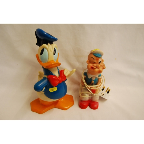 234 - RETRO POPEYE TABLE LAMP AND DONALD DUCK MONEY BOX