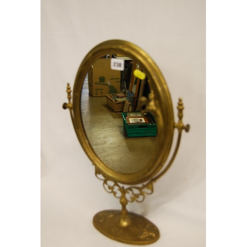 238 - RETRO ART NOUVEAU STYLE BRASS SWING DRESSING TABLE MIRROR