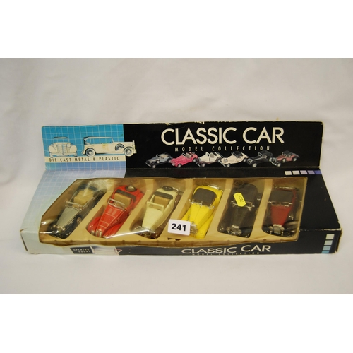 241 - DIE CAST METAL AND PLASTIC CLASSIC CAR MODEL COLLECTION IN ORIGINAL DISPLAY PACKAGE