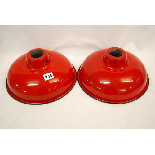 245 - PAIR OF RED METAL LIGHT SHADES