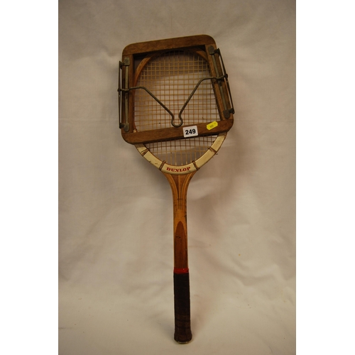 249 - VINTAGE DUNLOP TENNIS RACKET AND PRESS