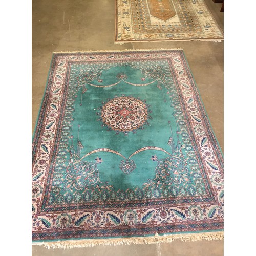 636 - BORDERED AXMINSTER CARPET (370CM X 275CM)