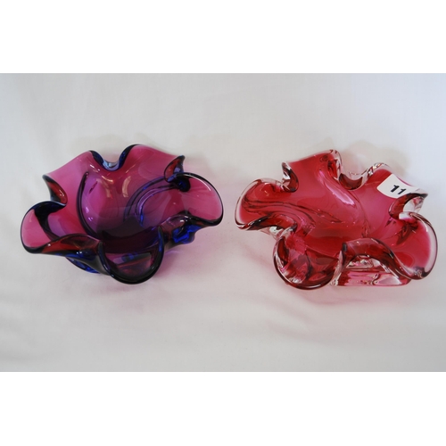 11 - 2 SHAPED MURANO GLASS BOWLS