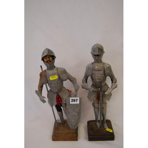 267 - PAIR OF TIN PLATE MODELS OF KNIGHTS IN ARMOUR