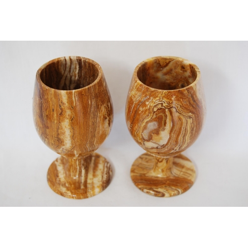 27 - PAIR OF ONYX GOBLETS