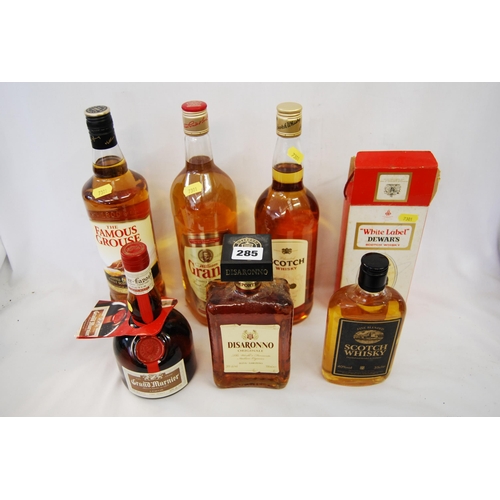 285 - 1 BOTTLE GRANTS SCOTCH WHISKY, 1 BOTTLE FAMOUS GROUSE WHISKY, 1 BOTTLE SCOTCH WHISKY, 1 SMALL BOTTLE... 