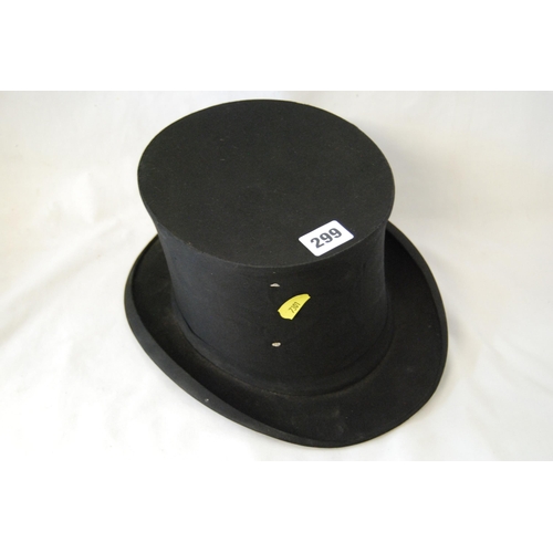 299 - DUNN & CO BLACK SILK COLLAPSIBLE TOP HAT