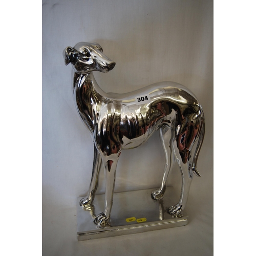 304 - MODERN SILVER FIGURE OF A GREYHOUND (46CM) (63)